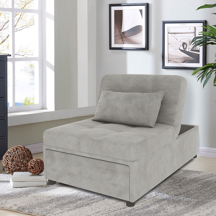 Latitude Run® 38.6" Velvet Armless Sofa Bed Wayfair